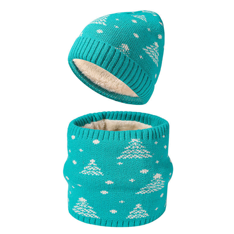 Winter-Weihnachtsbaum-Mützen-Schal 2-in-1-Set