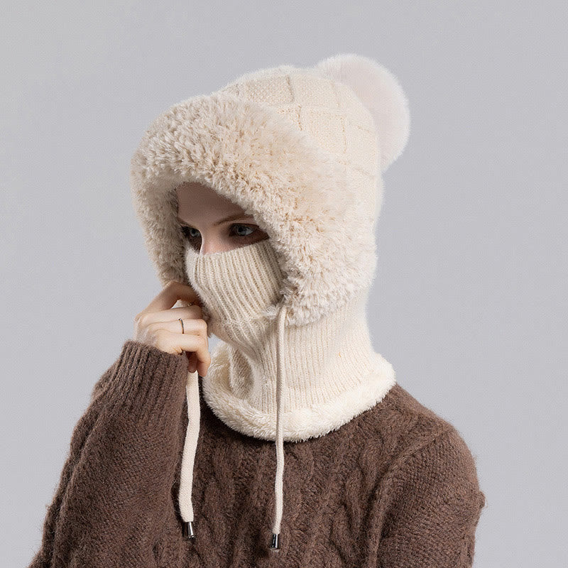Strickschal mit Kapuze und Kordelzug - Beige - Einheitsgröße - image 10