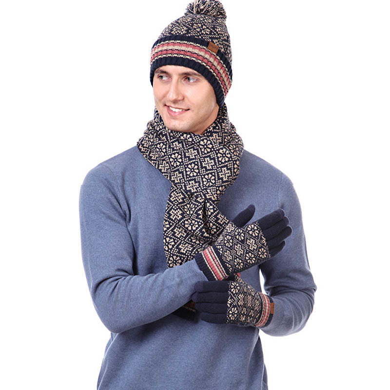 Touchscreen-Handschuhe, Beanie-Schal, 3-in-1-Set
