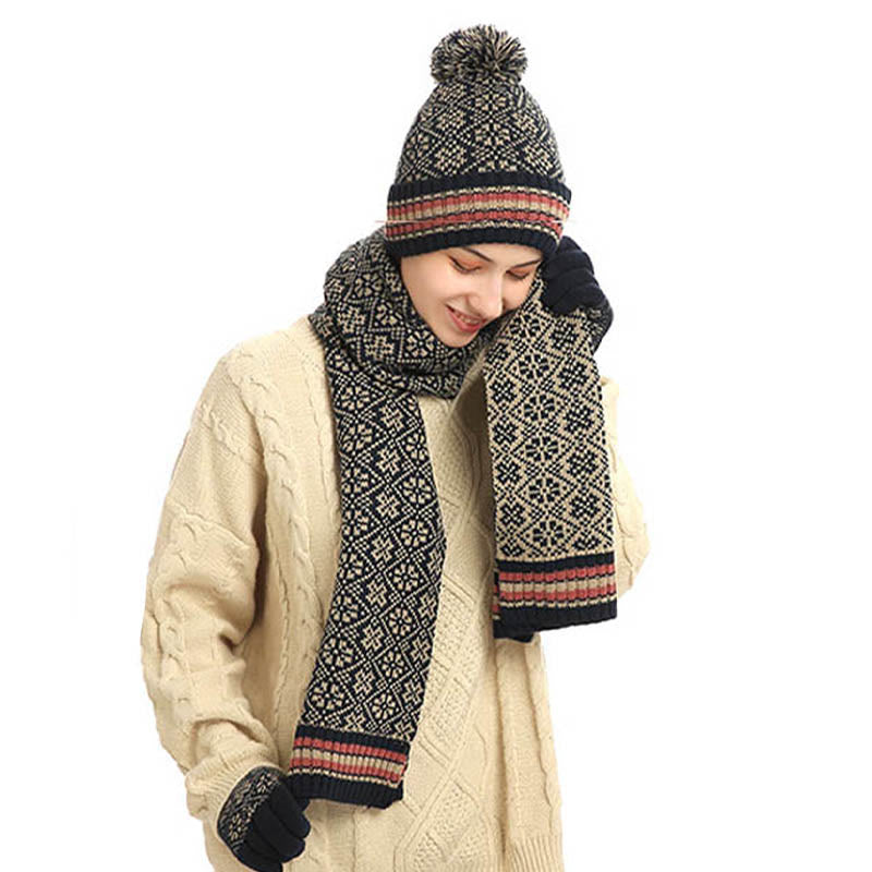 Touchscreen-Handschuhe, Beanie-Schal, 3-in-1-Set