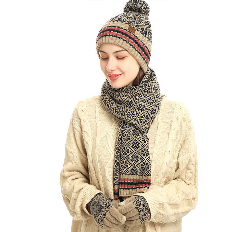 Touchscreen-Handschuhe, Beanie-Schal, 3-in-1-Set