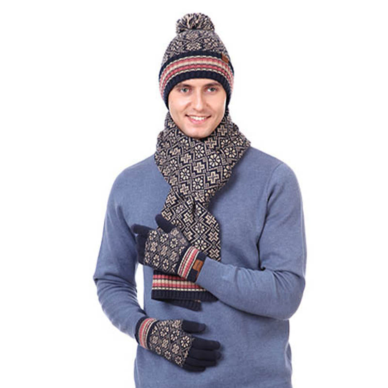 Touchscreen-Handschuhe, Beanie-Schal, 3-in-1-Set