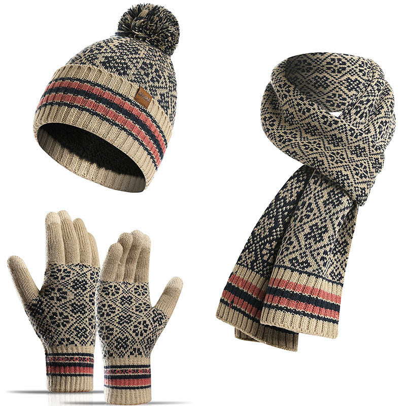 Touchscreen-Handschuhe, Beanie-Schal, 3-in-1-Set