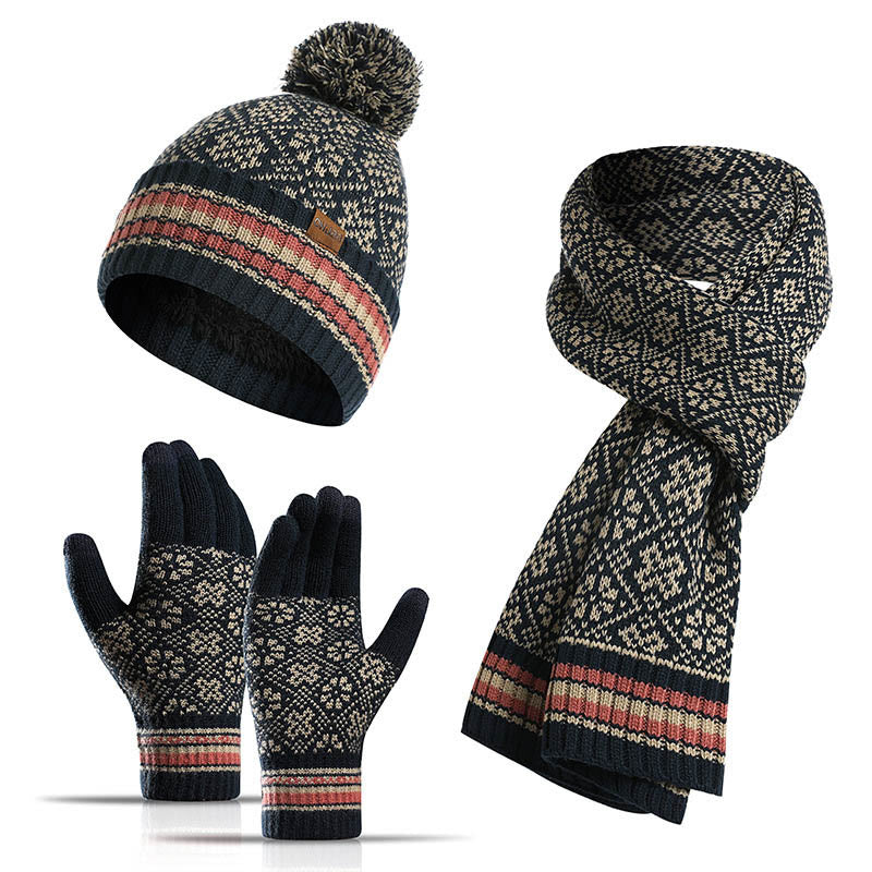 Touchscreen-Handschuhe, Beanie-Schal, 3-in-1-Set
