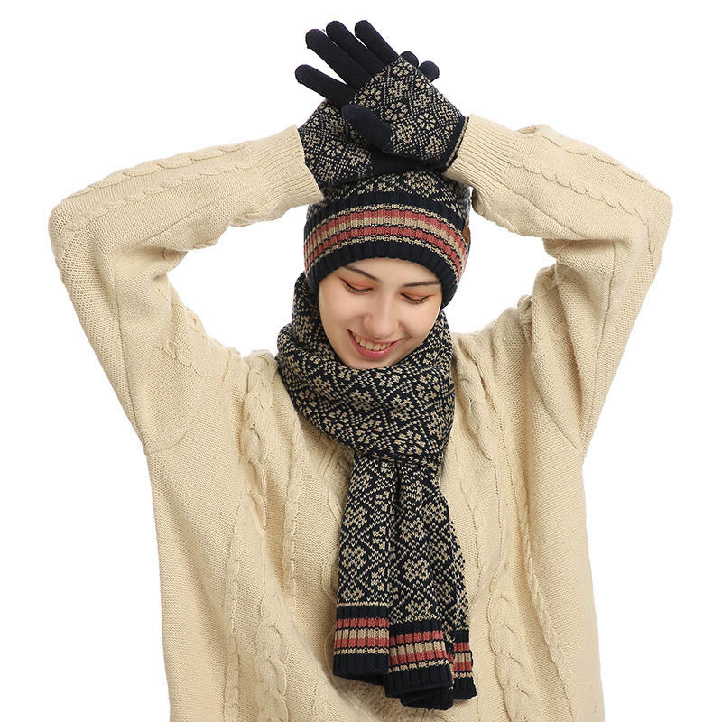 Touchscreen-Handschuhe, Beanie-Schal, 3-in-1-Set