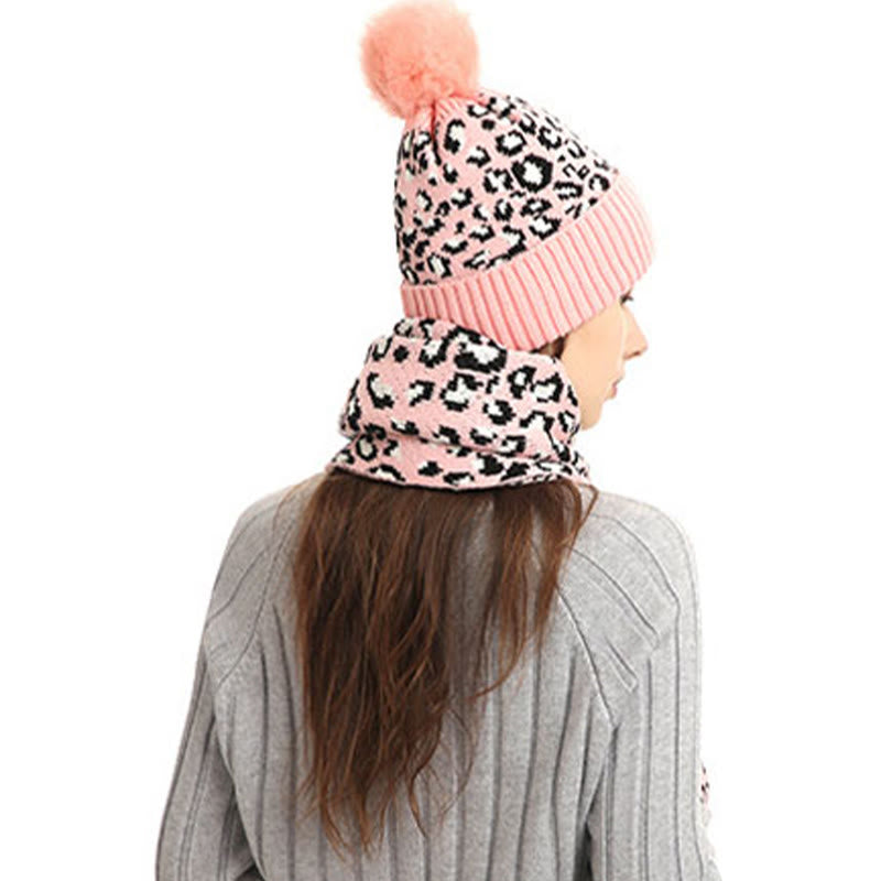 Leoparden-Handschuhe, Beanie-Schal, 3-in-1-Set