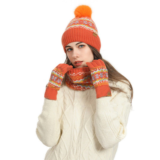 Schneeflockenhandschuhe, Beanie-Schal, 3-in-1-Set