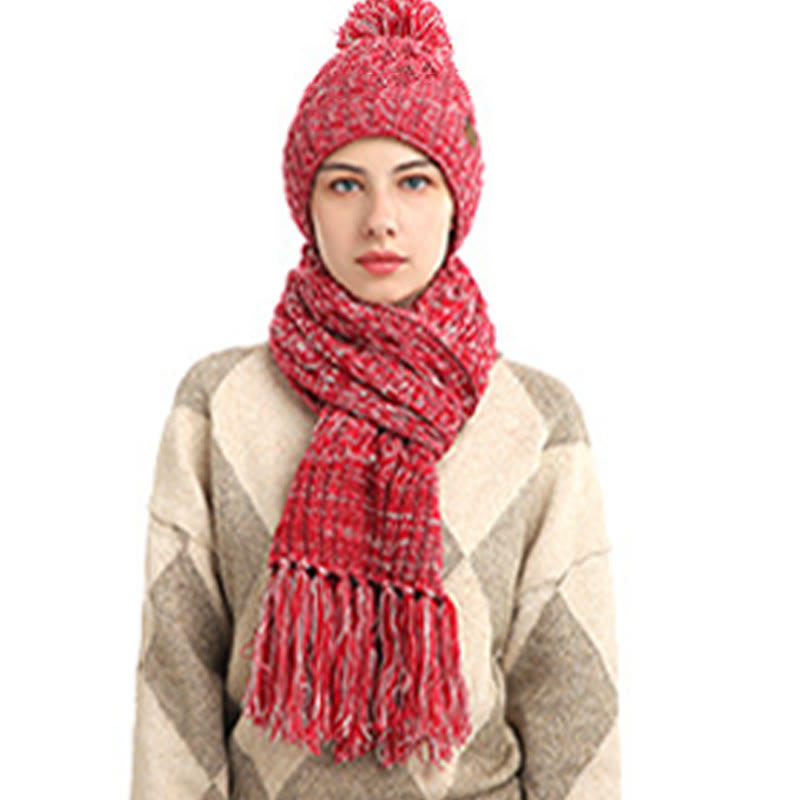 Klassisches 3-in-1-Set mit passenden Handschuhen, Beanie und Schal