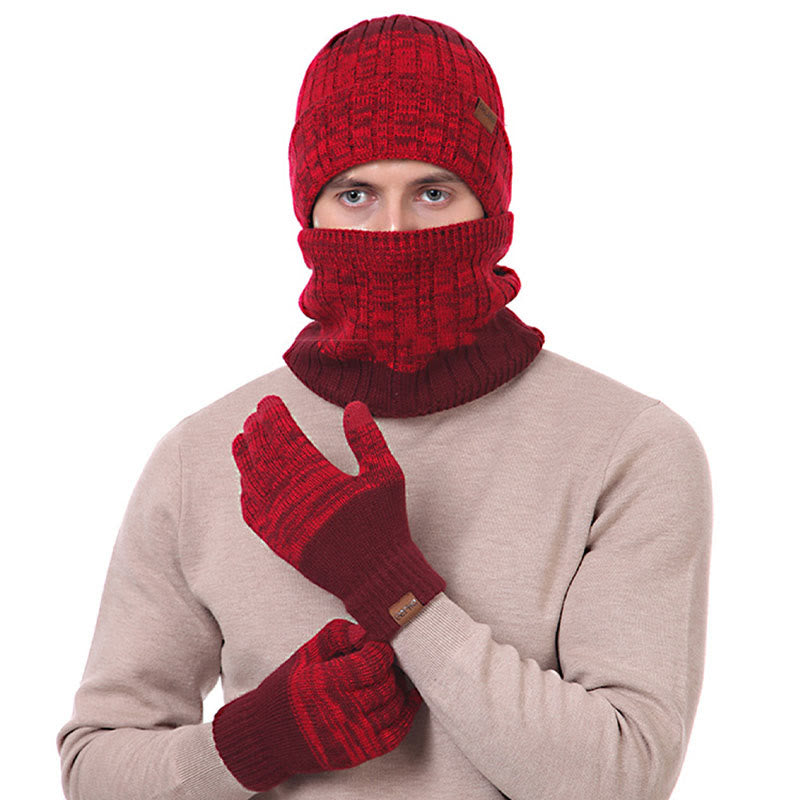 Outdoor-Wärmehandschuhe, Beanie-Schal, 3-in-1-Set