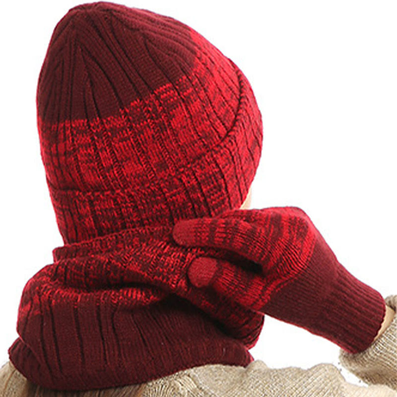 Outdoor-Wärmehandschuhe, Beanie-Schal, 3-in-1-Set