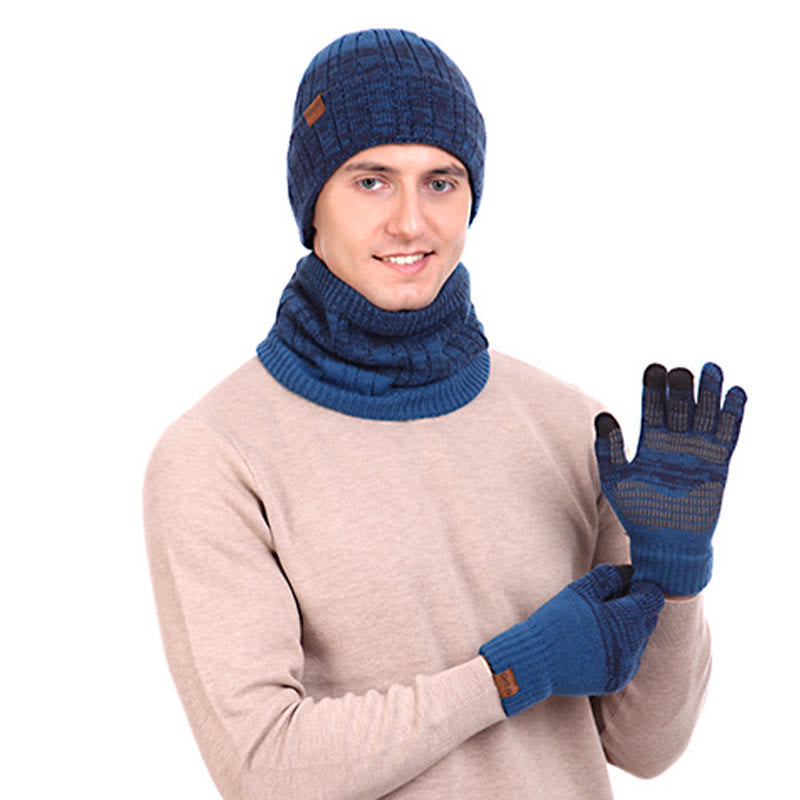 Outdoor-Wärmehandschuhe, Beanie-Schal, 3-in-1-Set