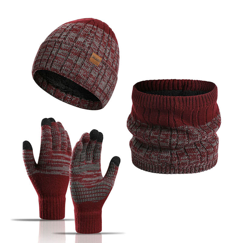 Outdoor-Wärmehandschuhe, Beanie-Schal, 3-in-1-Set