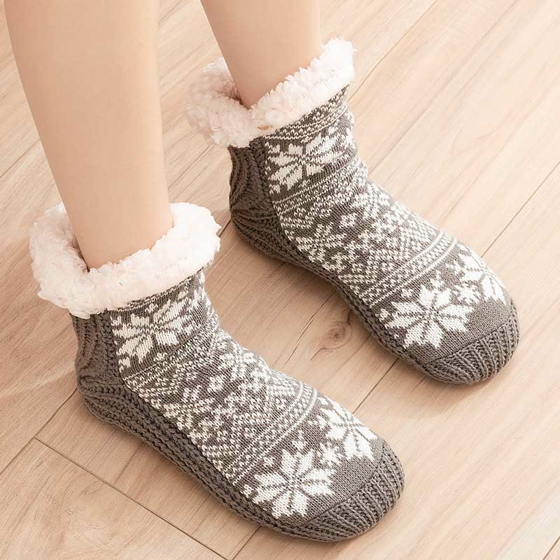 Übergröße V-Hausschuhsocken in Schneeflockenform - Grau - EU36-42 (US3-8,5) - image 4