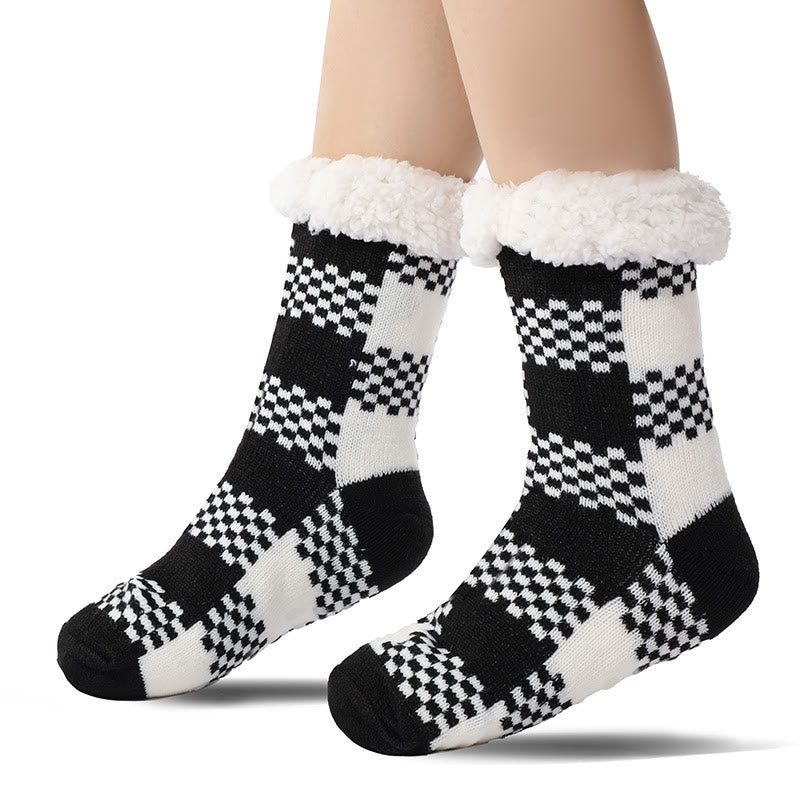 Übergrößen-Hausschuhsocken mit Gittermuster