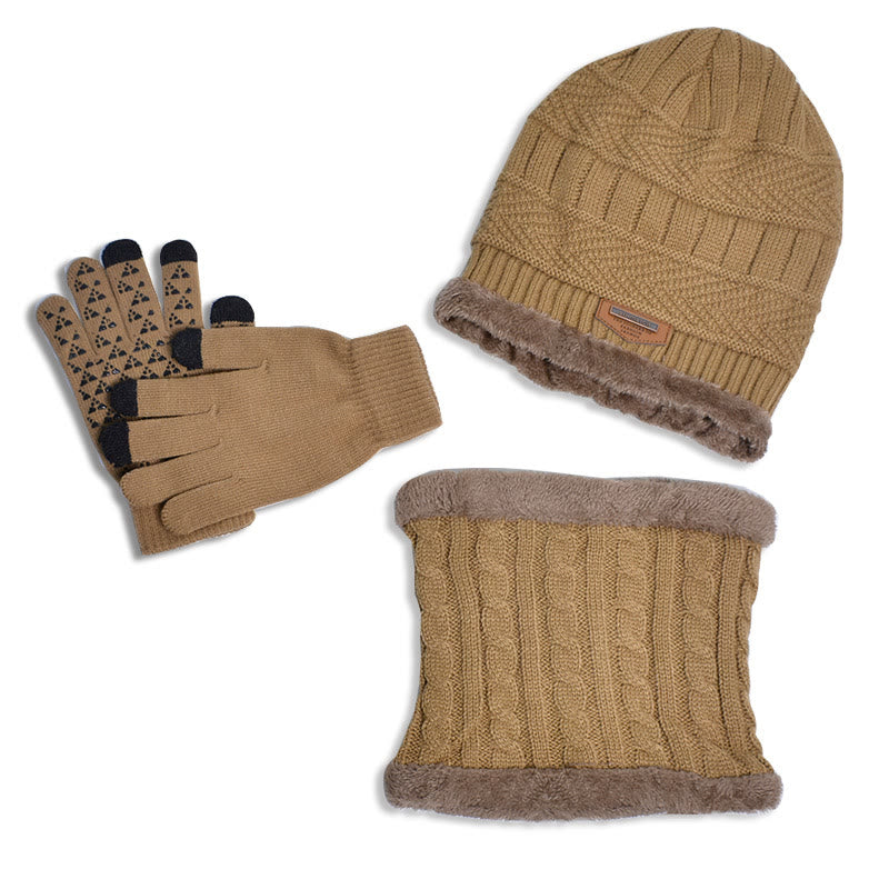 Winter Warme Handschuhe Beanie Schal 3 In 1 Set - Khaki - Einheitsgröße - image 10