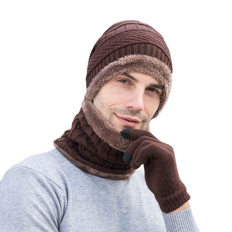 Winter Warme Handschuhe Beanie Schal 3 In 1 Set