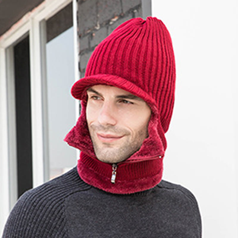 2-in-1-Set mit Beanie-Handschuhen und Reißverschluss