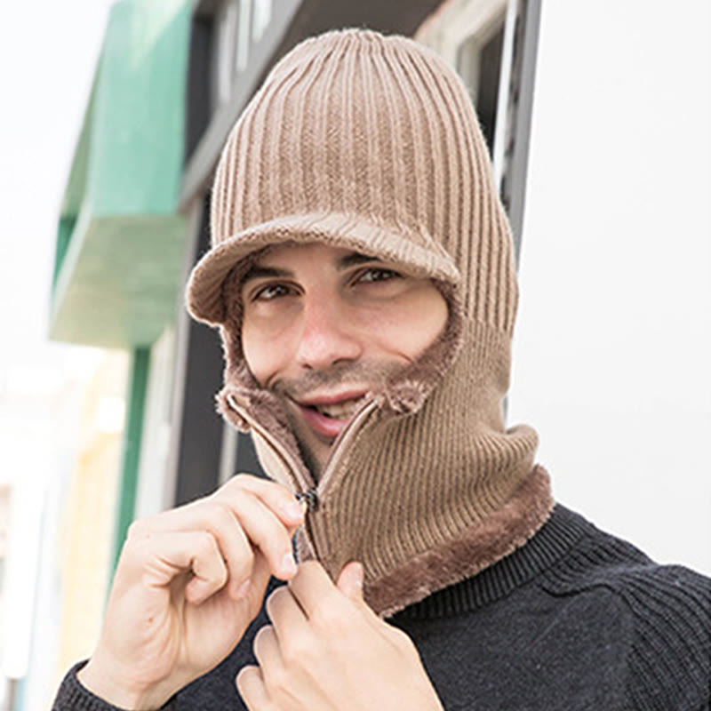 2-in-1-Set mit Beanie-Handschuhen und Reißverschluss