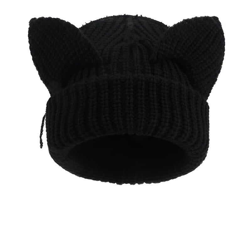 Süße lustige Beanie mit Katzenohren in Übergröße - Schwarz - M - image 6
