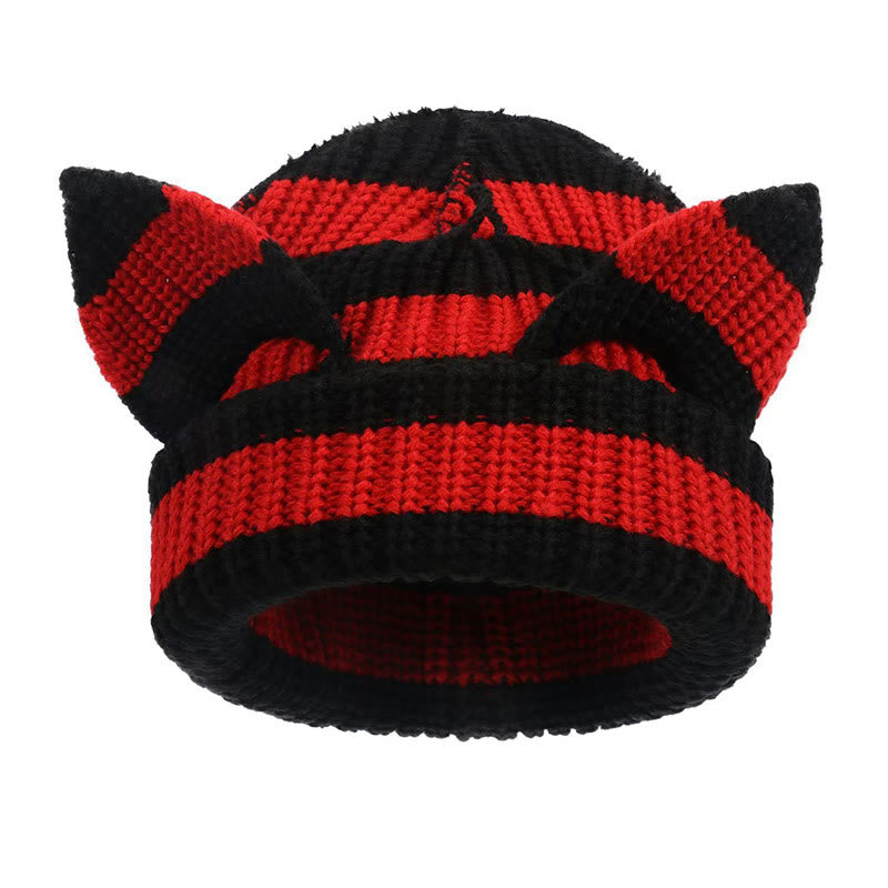 Süße lustige Beanie mit Katzenohren in Übergröße - Rot - M - image 3
