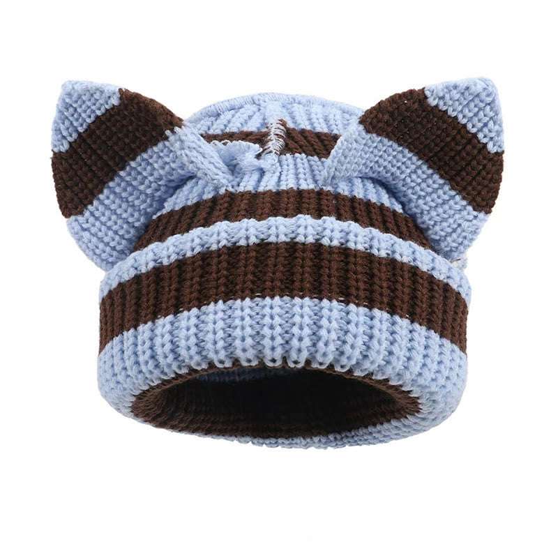 Süße lustige Beanie mit Katzenohren in Übergröße - Blau - M - image 5