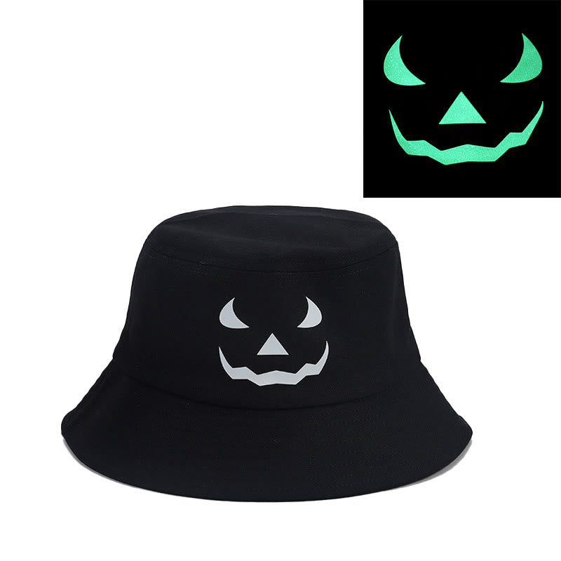 Plus Size Bucket Hat mit nachtleuchtendem Horror-Ausdruck - A - Einheitsgröße - image 1