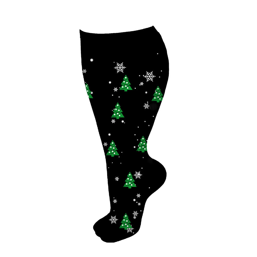 Kompressionsstrümpfe mit Weihnachtsbaum und Schneemann in Übergröße (3 Paar) - Schwarz - 4XL - image 9