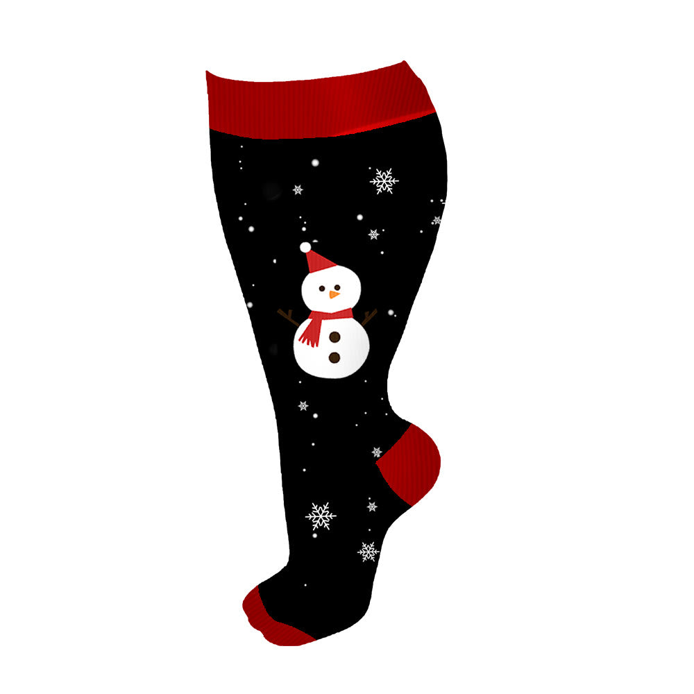 Kompressionsstrümpfe mit Weihnachtsbaum und Schneemann in Übergröße (3 Paar) - Rot - 4XL - image 11