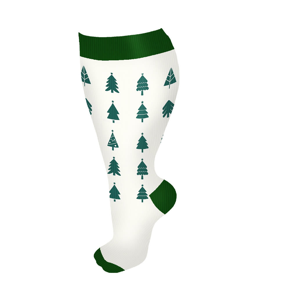 Kompressionsstrümpfe mit Weihnachtsbaum und Schneemann in Übergröße (3 Paar) - Weiß - 4XL - image 10