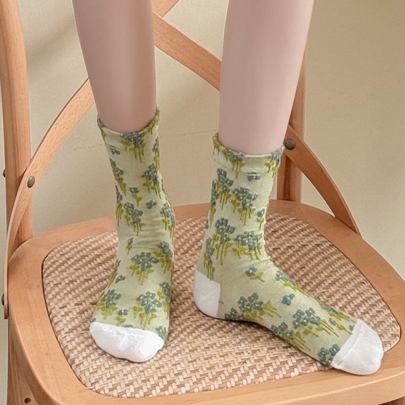 Florale Retro-Viertel-Socken (5 Paar) - image 3