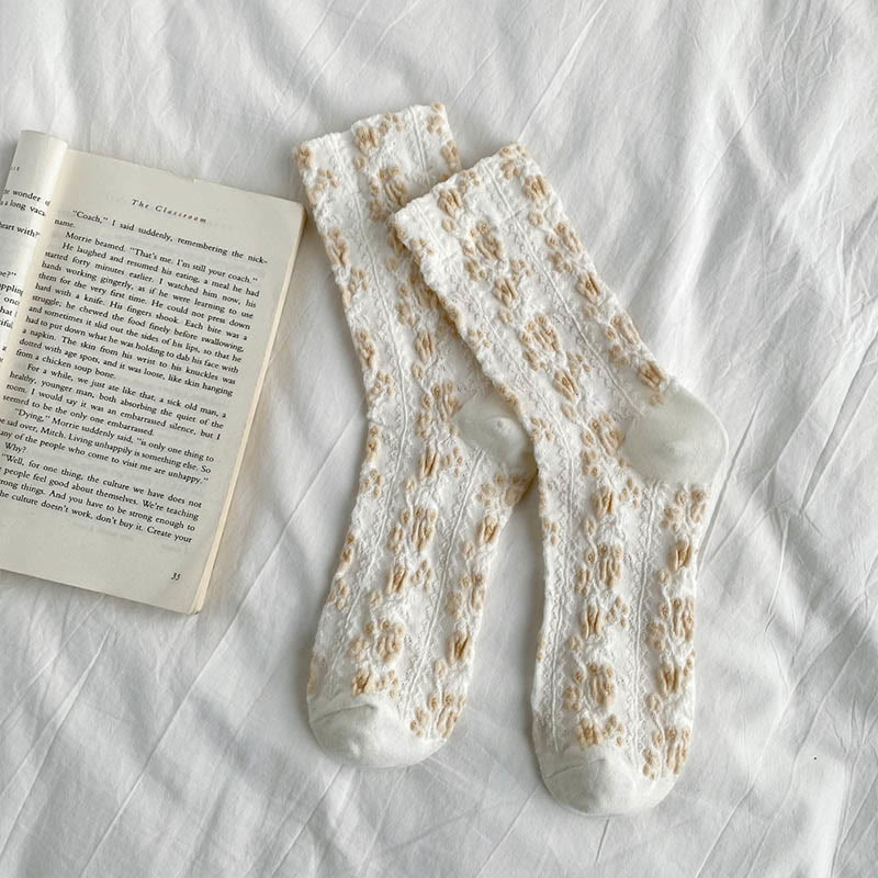 Viertelsocken mit Retro-Blumenmuster (5 Paar) - Weiß - EU36-40 (US3-7) - image 11