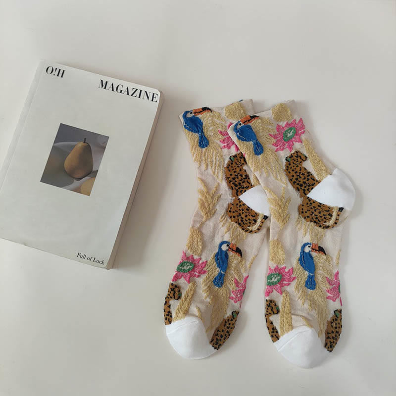 Viertelsocken mit niedlichen Drucken (5 Paar) - Beige - EU36-40 (US3-7) - image 13