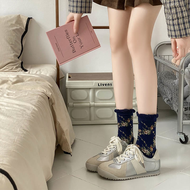 Süße Viertelsocken mit kleinen Blumenmustern (5 Paar) - image 8