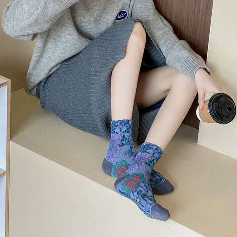 Viertelsocken mit französischem Muster (5 Paar) - image 3