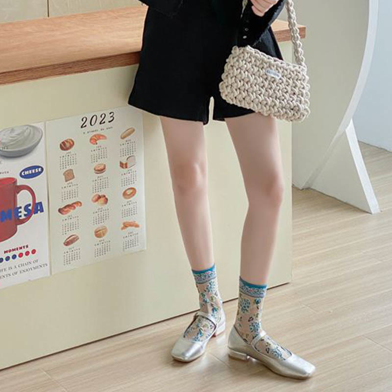 Viertelsocken mit floralem Relief (5 Paar) - image 7