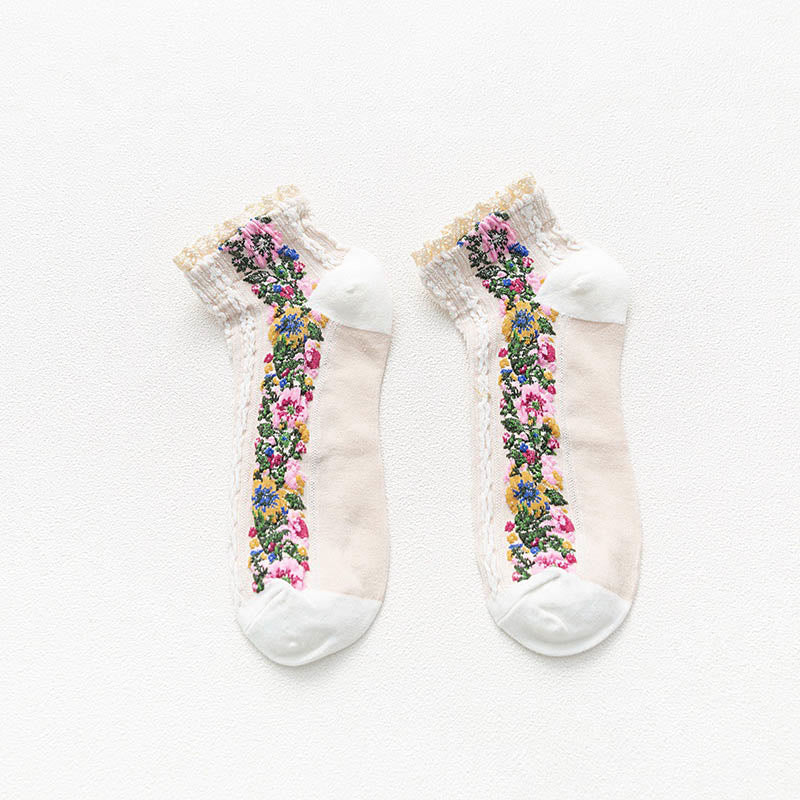 Vintage-Spitzen-Söckchen (5 Paar) - Weiß - EU36-40 (US3-7) - image 10