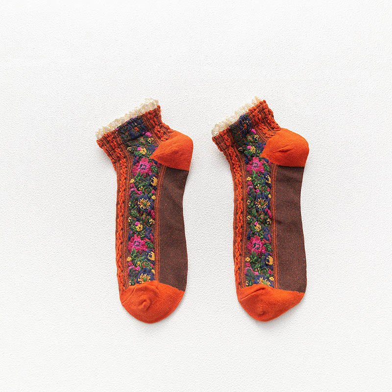 Vintage-Spitzen-Söckchen (5 Paar) - Orange - EU36-40 (US3-7) - image 14