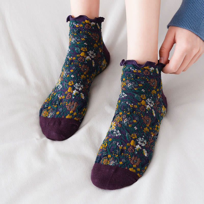 Söckchen im College-Stil mit Blumenmuster (5 Paar) - image 2