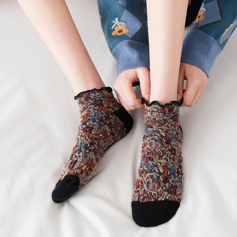 Söckchen im College-Stil mit Blumenmuster (5 Paar) - image 6