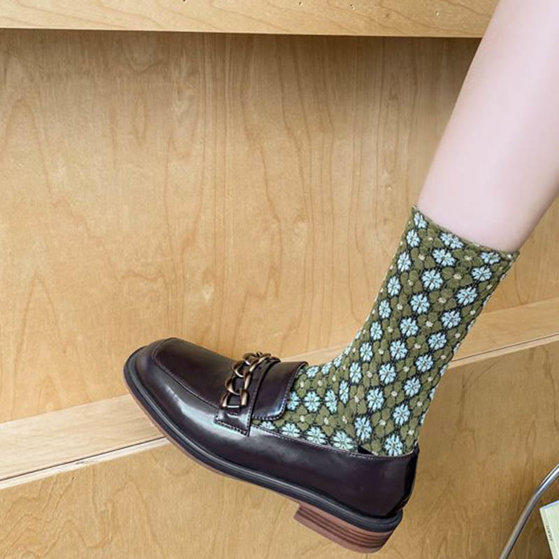 Elegante französische Viertelsocken mit Blumenmuster (5 Paar)