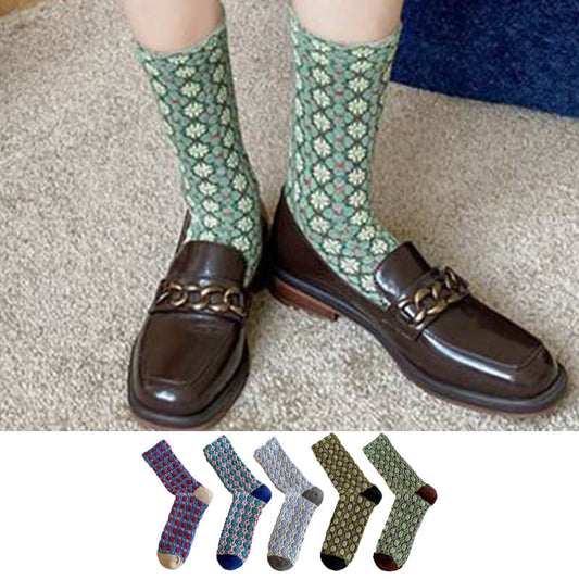 Elegante französische Viertelsocken mit Blumenmuster (5 Paar)