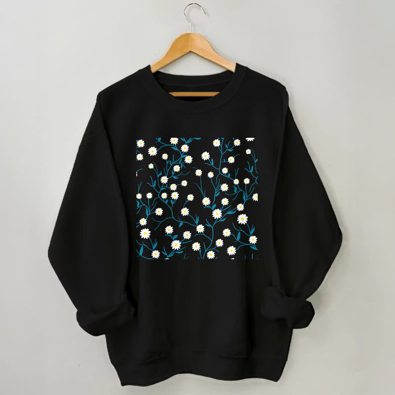 Weißes Sweatshirt mit Gänseblümchenmuster in Übergröße - Schwarz - 3XL - image 3