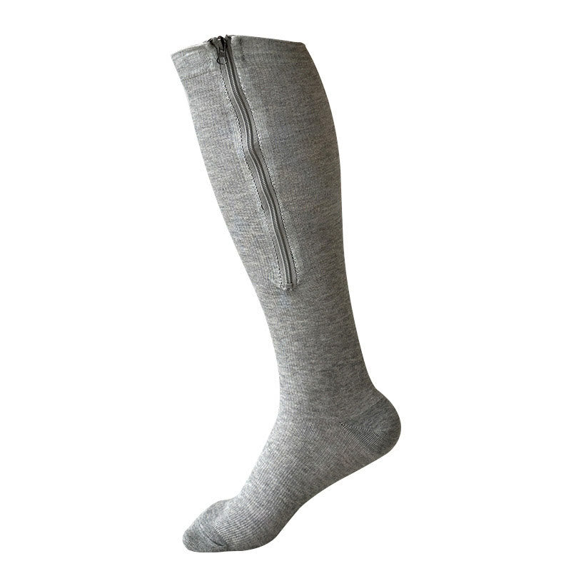 2XL-7XL Übergröße, einfarbig, Kompressionsstrümpfe mit Reißverschluss (3 Paar) - Grau - 7XL - image 5