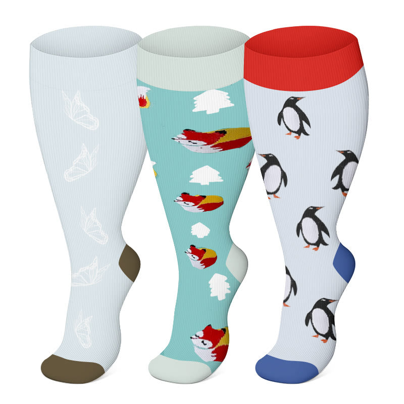 2XL-7XL Plus Size Penguin Fox Kompressionsstrümpfe - image 1