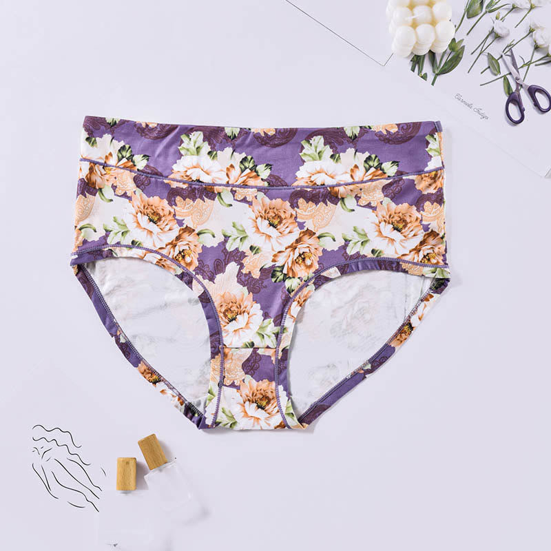 Weiche Höschen mit Blumenmuster in Übergröße (4er-Pack) - Hellviolett - 4XL - image 12