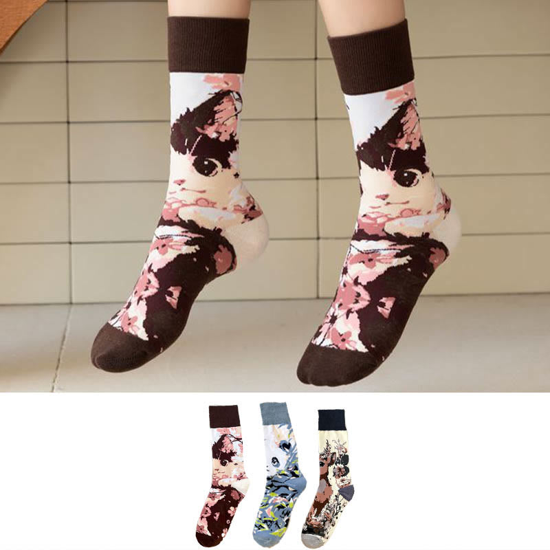 Viertelsocken mit Cartoon-Tieren (6 Paar) - Mehrfarbig - EU36-40 (US3-7) - image 1