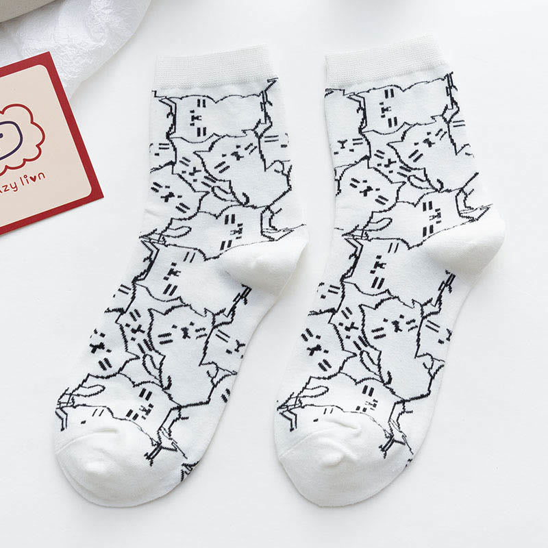 Line Cat Quarter Socken (5 Paar) - Weiß - EU36-40 (US3-7) - image 12