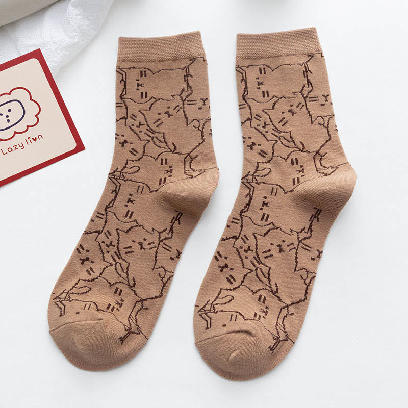 Line Cat Quarter Socken (5 Paar) - Kaffee - EU36-40 (US3-7) - image 14