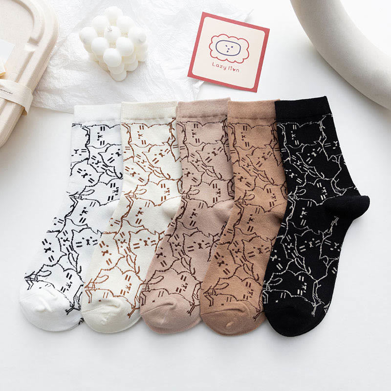 Line Cat Quarter Socken (5 Paar) - Mehrfarbig - EU36-40 (US3-7) - image 9