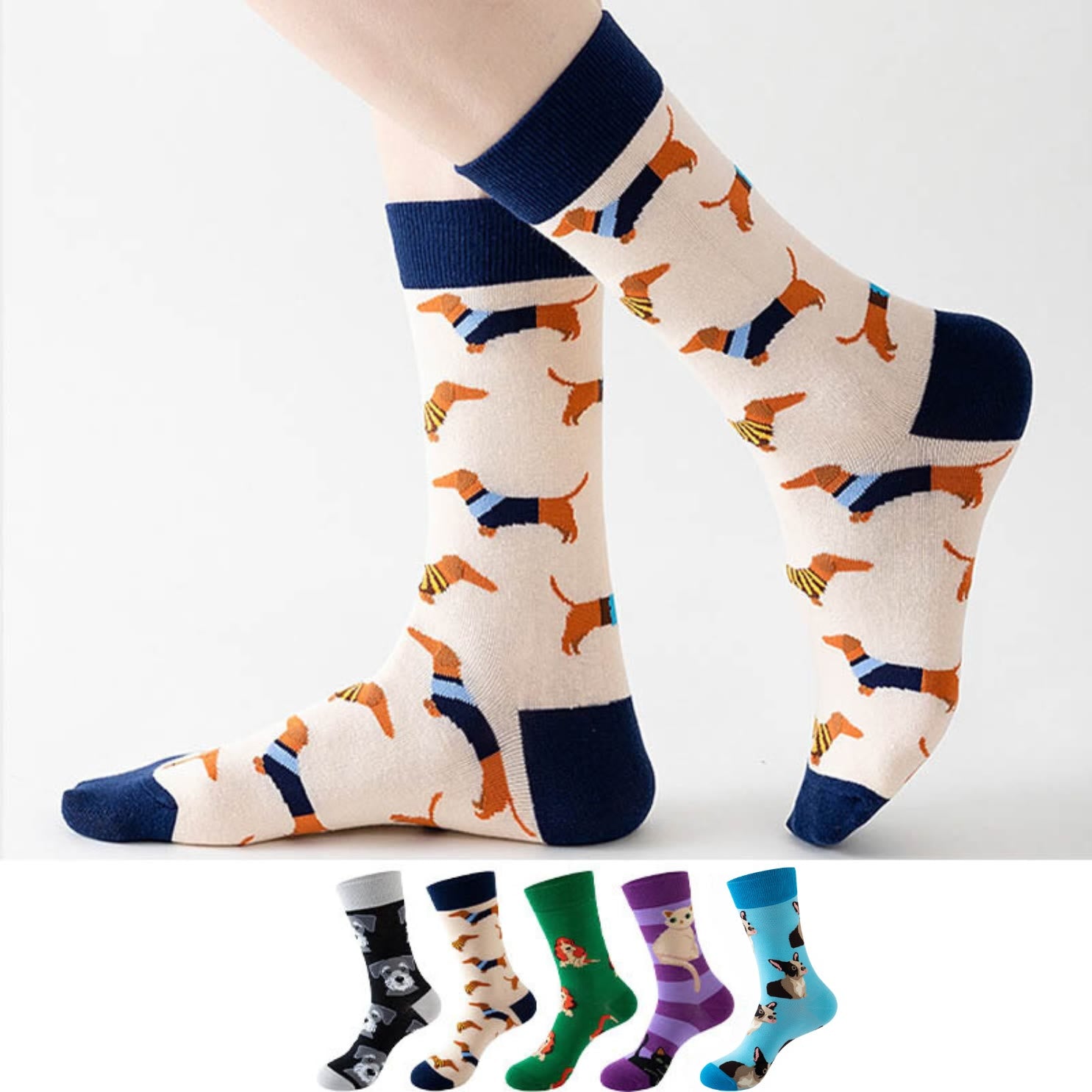 Panda-Hundekatzen-Viertel-Socken (5 Paar) - Mehrfarbig - EU36-40 (US3-7) - image 1